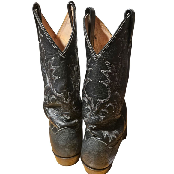 Men's Dan Post Black & White Cowboy Boots Size 9D - Picture 6 of 10